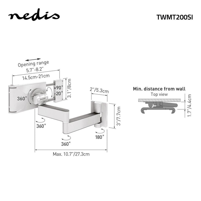 Nedis Tablet Mount - 7-12" - Full Motion - Application: Wall, 