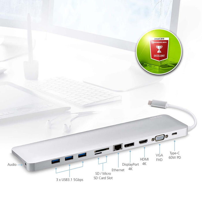 Aten USB-C Multiport Dock with Power Pass-Thr