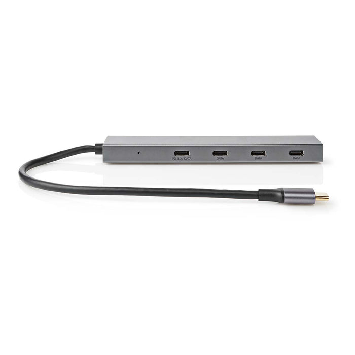 Nedis USB Hub - 1x USB-C 3.2 Gen 2 Male, USB-C 3.2 Gen 2 Female with PD 3.0 / 3x USB-C 3.2 Gen 2 Female, 4 port(s), USB Powered - 10 Gbps