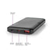 Nedis Powerbank - 10000 mAh, 1.5 / 2.0 / 3.0 A, Number of outputs: 2, PD2.0 18W - Lithium-Polymer