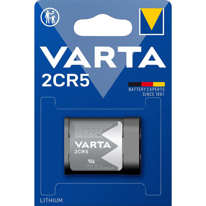 Varta Lithium Battery 2CR5 - 6 V DC, 1400 mAh, 1-Blister, 1-Blister - Grey / Silver