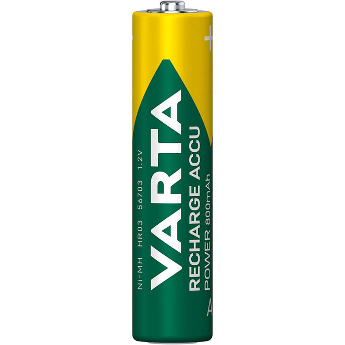 Varta Rechargeable NiMH Battery AAA - 1.2 V DC, 800 mAh, Precharged, Precharged - 4-Blister Card