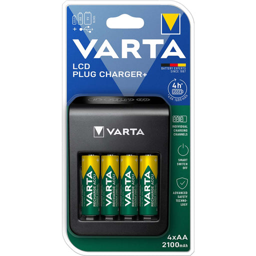 Varta NiMH LCD Plug Charger+ (AA, AAA & 9 Volt) including 4x AA 2100 mAh