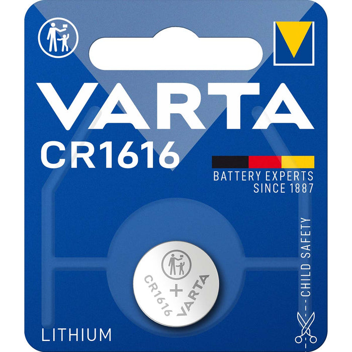 Varta Lithium Button Cell Battery CR1616 - 3 V DC, 55 mAh, 1-Blister, 1-Blister - Silver