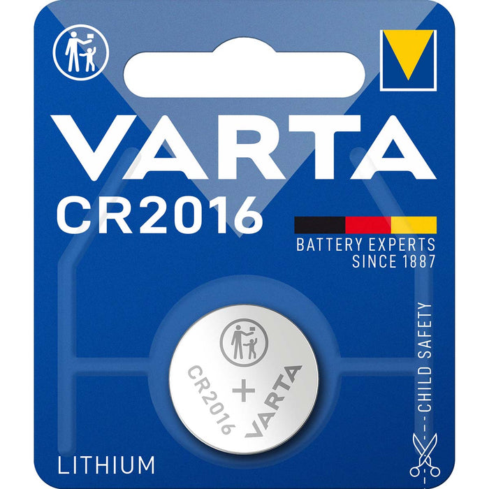 Varta Lithium Button Cell Battery CR2016 - 3 V DC, 87 mAh, 1-Blister, 1-Blister - Silver