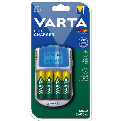 Varta NiMH Battery Charger AA / AAA - 1.2 V DC, 4x AA/HR6 2600 mAh, Trickle charging, Euro / Type-C (CEE 7/16) - Battery type: AA