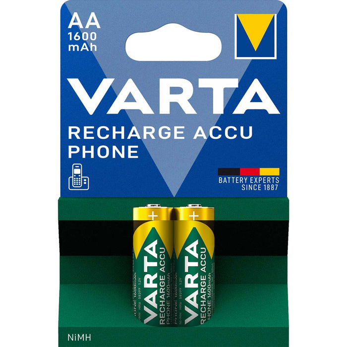 Varta Rechargeable NiMH Battery AA - 1.2 V DC - 1600 mAh - 2-Blister Card, 