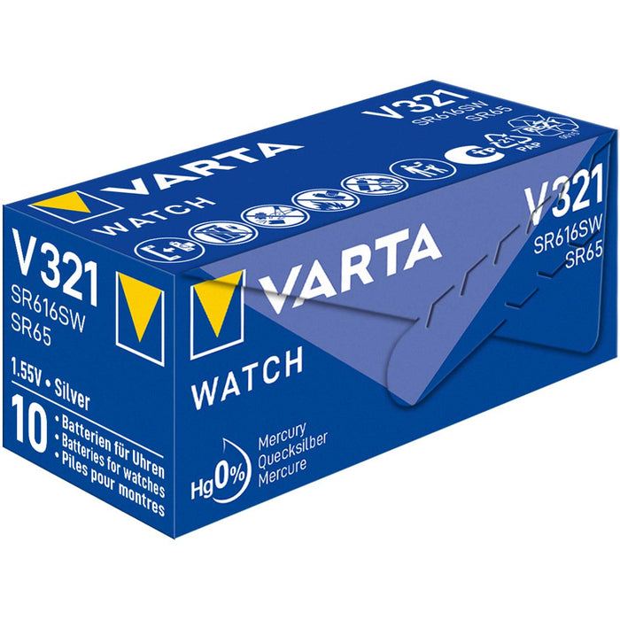 Varta Silver-Oxide Battery SR65 - 1.55 V DC, 13 mAh, 1-Pack, Watch - Silver