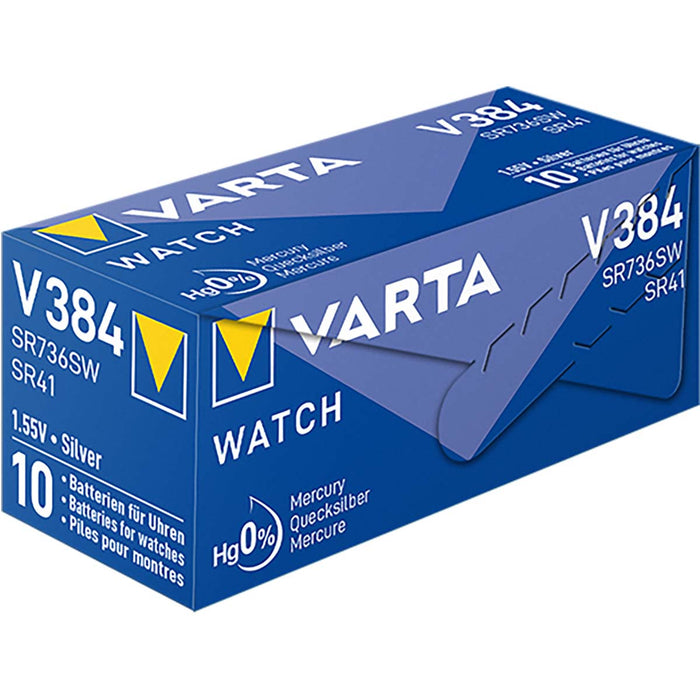 Varta Silver-Oxide Battery SR41 - 1.55 V DC, 38 mAh, 1-Pack, Watch - Silver