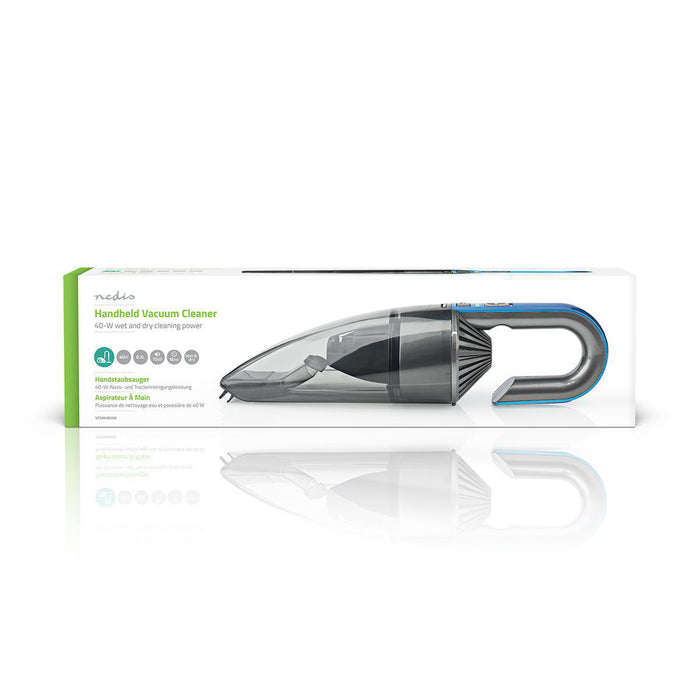 Nedis Handheld Vacuum Cleaner - 40 W, Rechargeable, Dry / Wet, Li-Ion - Blue / Grey