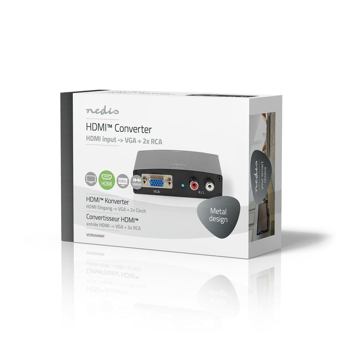 Nedis HDMI Converter - HDMI Input, VGA Female / 2x RCA Male, 1-way, Aluminium - Anthracite