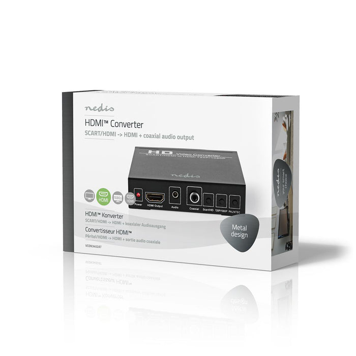 Nedis HDMI Converter - SCART Female, HDMI Output / 1x 3.5 mm sound out / 1x Digital Audio, 1-way, Aluminium - Anthracite