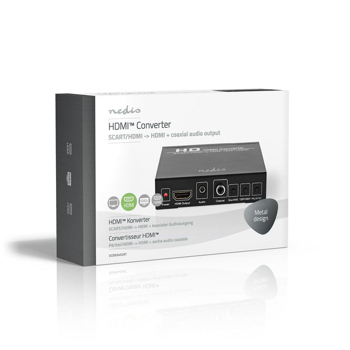 Nedis HDMI Converter - SCART Female, HDMI Output / 1x 3.5 mm sound out / 1x Digital Audio, 1-way, Aluminium - Anthracite