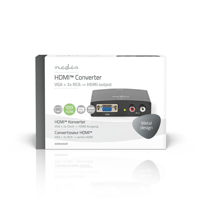 Nedis HDMI Converter - VGA Female / 2x RCA Male, HDMI Output, 1-way, Aluminium - Anthracite