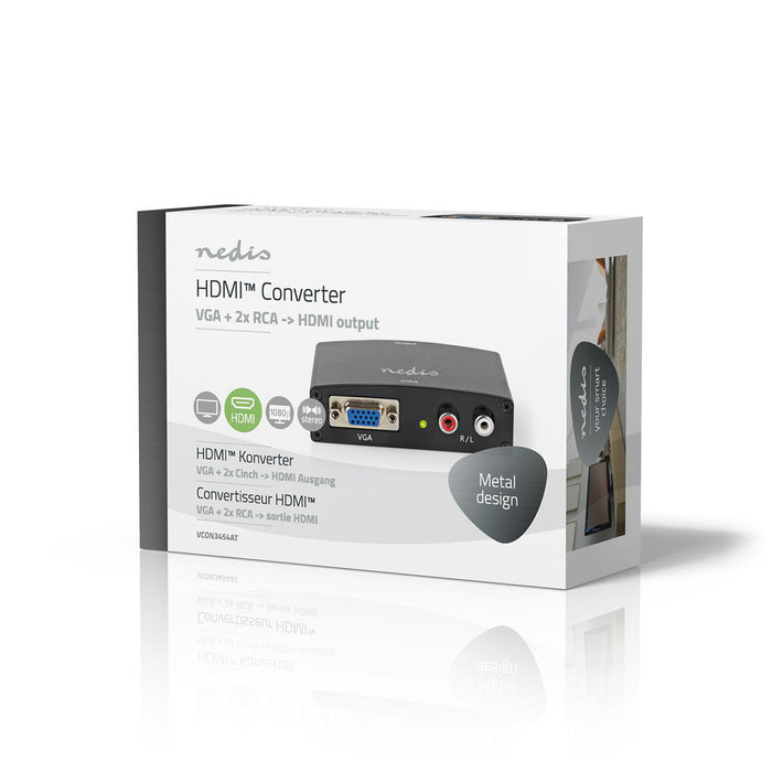 Nedis HDMI Converter - VGA Female / 2x RCA Male, HDMI Output, 1-way, Aluminium - Anthracite