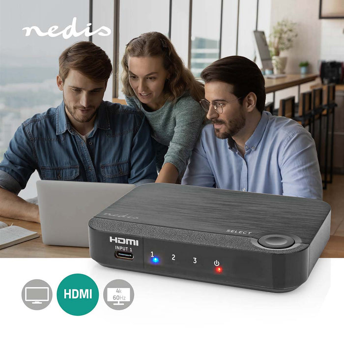 Nedis HDMI Converter - 1x USB-C / 2x HDMI Input, 1x HDMI Output, 1-way, ABS - Anthracite