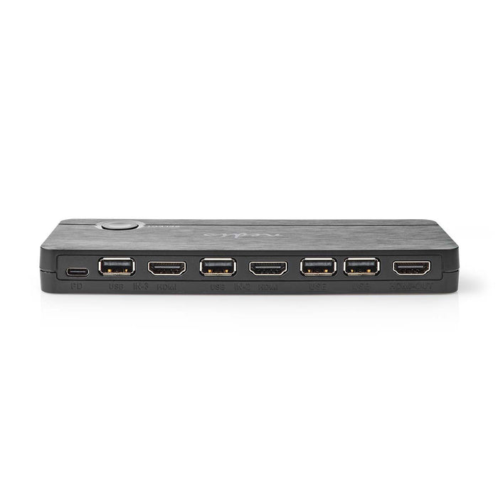 Nedis HDMI Converter - USB-C Female / 2x HDMI Input / 4x USB A Female, 1x HDMI Output, 1-way, ABS - Anthracite