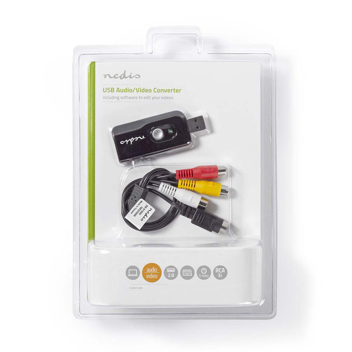 Nedis Video Grabber - USB 2.0 - 480p - A/V Cable / Scart / Software / USB Extension Cable, 