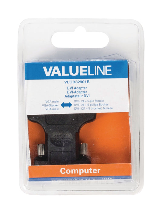 Valueline VGA Adapter VGA Male - DVI-I 24+5-Pin Female Black