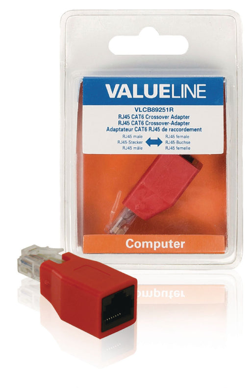 Valueline CAT6 Network Adapter RJ45 (8P8C) Male - RJ45 (8P8C) Female Red