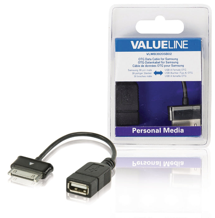 Valueline Sync and Charge Cable Samsung 30-Pin Male - USB A Female 0.20 m Black