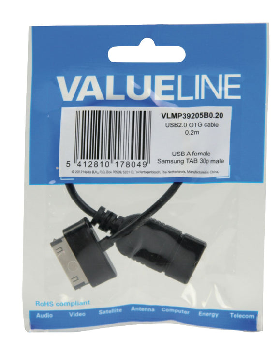 Valueline Sync and Charge Cable Samsung 30-Pin Male - USB A Female 0.20 m Black