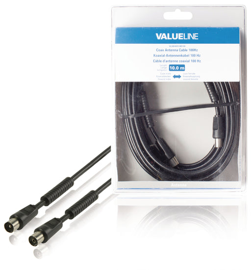 Valueline Coax Cable 100 dB Coax Male - Coax Female 10.0 m Black