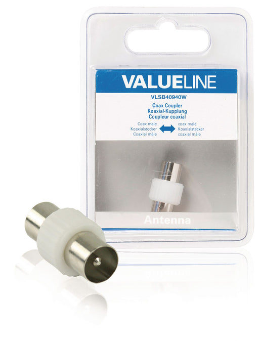 Valueline Coax Adapter Coax Male - Coax Male White