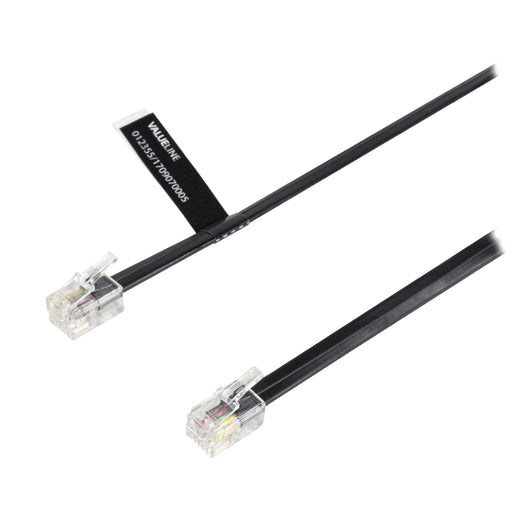 Valueline Telecom Cable RJ10 (4P4C) Male - RJ10 (4P4C) Male Flat 1.00 m Black