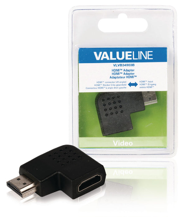 Valueline High Speed HDMI with Ethernet Adapter Angled Left HDMI Connector - HDMI Female Black