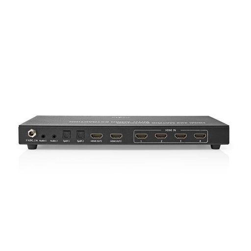 Nedis HDMI Matrix Switch - 4 x 2 port(s), 4x HDMI Input, 2x 3.5 mm / 2x HDMI Output / 2x TosLink, Metal - Anthracite