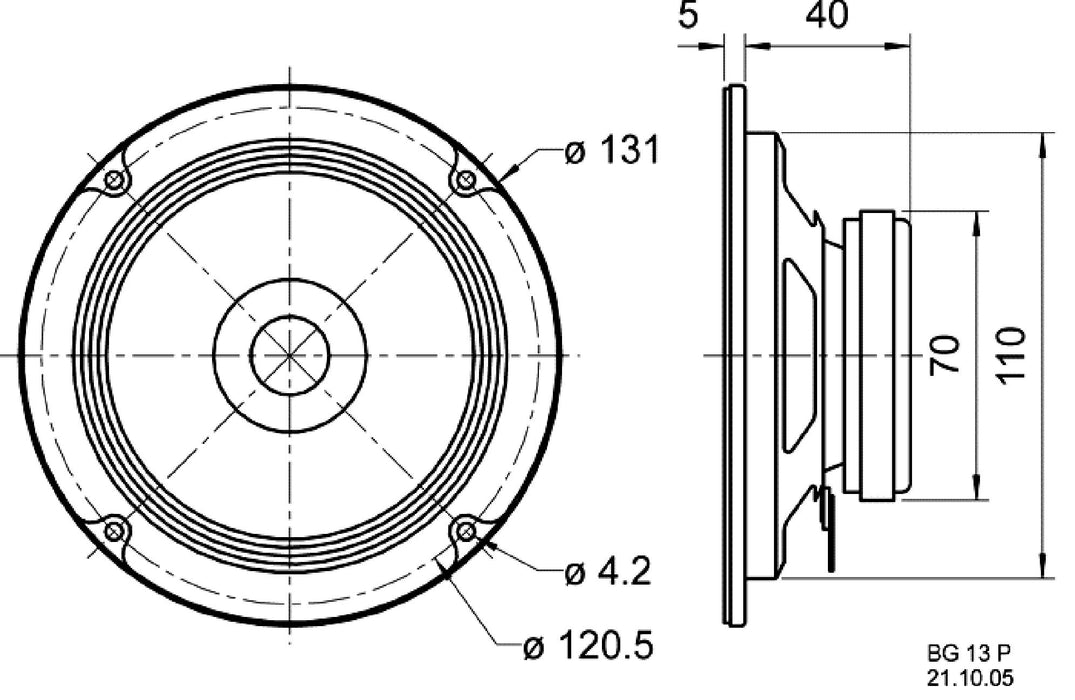 Visaton BG 13 P - 8 Ohm - 13 cm (5&quot;) full-range speaker