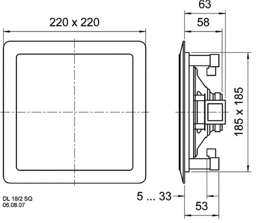 Visaton DL 18/2 SQ - 8 Ohm/100 V - 2-way ceiling and in-wall loudspeaker