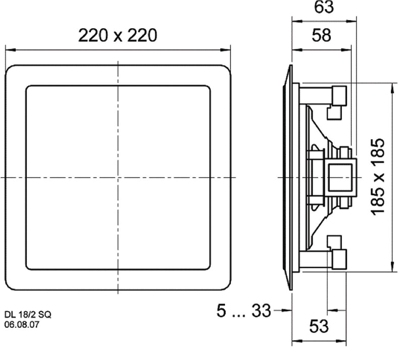 Visaton DL 18/2 SQ - 8 Ohm/100 V - 2-way ceiling and in-wall loudspeaker