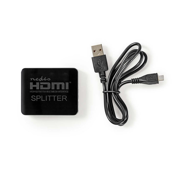 Nedis HDMI Splitter - 2 port(s), HDMI Input, 2x HDMI Output, ABS / PVC - Black