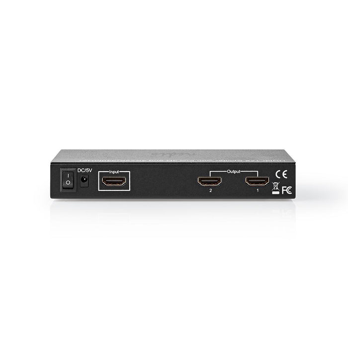 Nedis HDMI Splitter - 2 port(s), HDMI Input, 2x HDMI Output, Metal - Anthracite