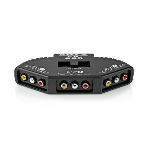 Nedis Composite Video Switch - 3 port(s), Connection input: 3x Composite Video (RWY), Connection output: 1x Composite Video (RWY), ABS - Black