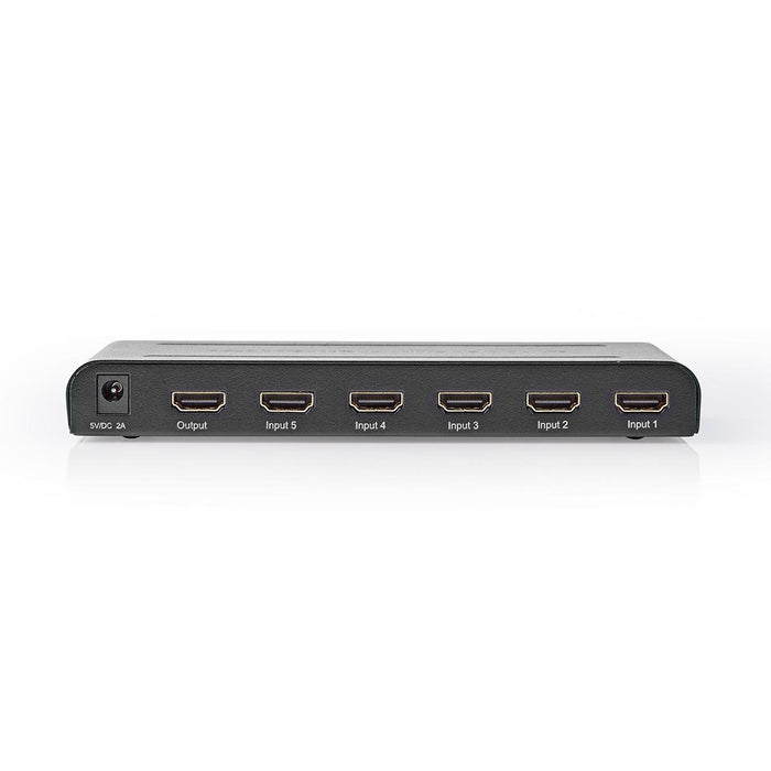 Nedis HDMI Switch - 5 port(s), 5x HDMI Input, 1x HDMI Output, Metal - Anthracite