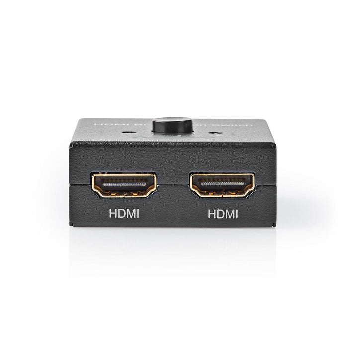 Nedis HDMI Switch - 3 port(s), 1x HDMI Input / 2x HDMI Input, 1x HDMI Output / 2x HDMI Output, Metal - Anthracite