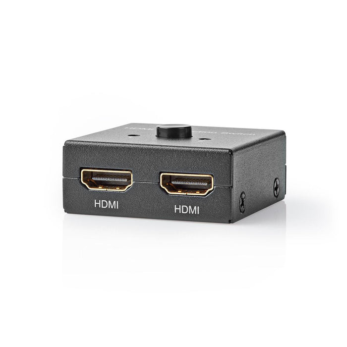 Nedis HDMI Switch - 3 port(s), 1x HDMI Input / 2x HDMI Input, 1x HDMI Output / 2x HDMI Output, Metal - Anthracite