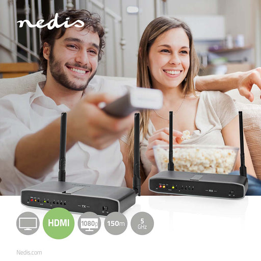 Nedis Wireless HDMI Transmitter - Wi-Fi, 5.15 - 5.85 MHz, 100.0 m (line of sight), ABS - Anthracite