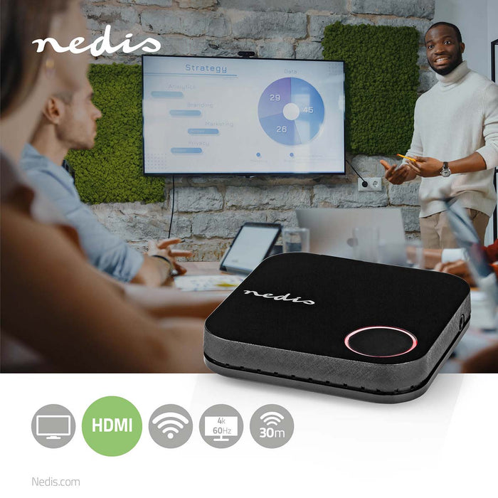 Nedis Wireless HDMI Transmitter - Wi-Fi, 2400 MHz, 30.0 m (line of sight), PVC - Black