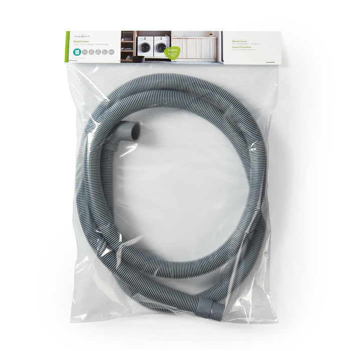 Nedis Outlet Hose - 22 mm, 19 mm, 0.5 Bar, Application: Dish / Washing Machine - Grey