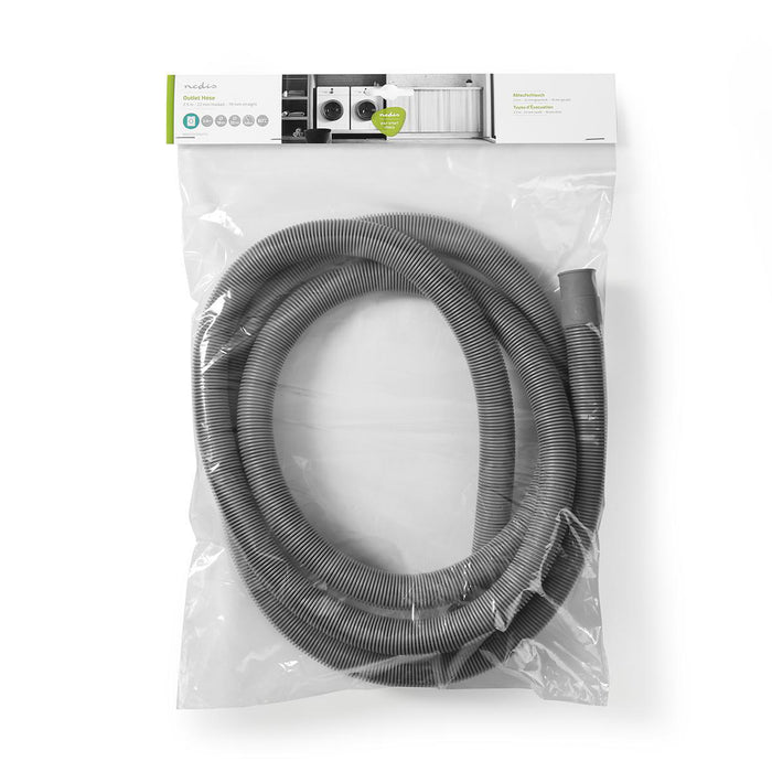 Nedis Outlet Hose - 22 mm, 19 mm, 0.5 Bar, Application: Dish / Washing Machine - Grey