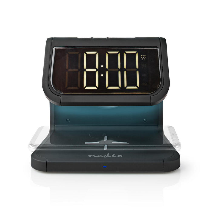 Nedis Alarm clock with wireless charging - 5 / 7.5 / 10 W, 1.0 / 1.1 A, USB-A, 2 Alarm Times - Snooze function