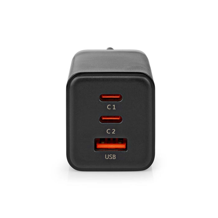 Nedis Wall Charger - 65 W, GaN, Quick charge feature, USB-A / 2x USB-C - Automatic Voltage Selection