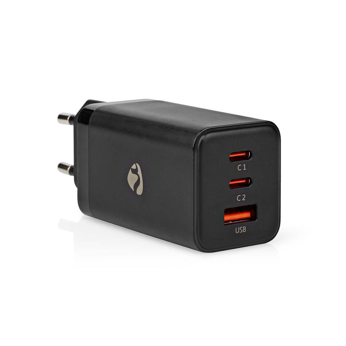 Nedis Wall Charger - 65 W, GaN, Quick charge feature, USB-A / 2x USB-C - Automatic Voltage Selection