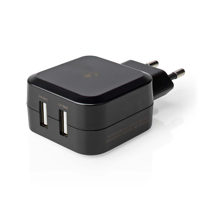 Nedis Wall Charger - 2x 2.4 A, Number of outputs: 2, Port type: 2x USB-A, 24 W - Single Voltage Output