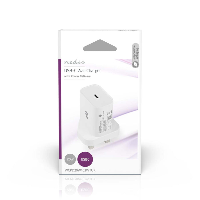 Nedis Wall Charger - 20 W, Quick charge feature, 1.67 / 2.22 / 3.0 A, USB-C - Automatic Voltage Selection