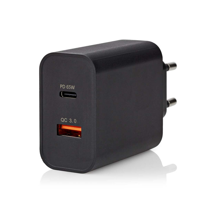 Nedis Wall Charger - 65 W, Quick charge feature, 2.0 / 2.25 / 3.25 A, USB-A / USB-C - Automatic Voltage Selection